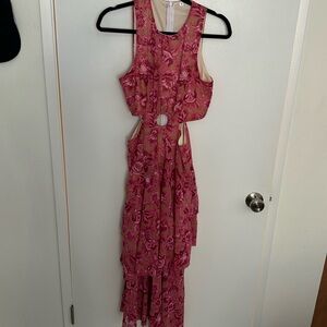 Cut out floral ruffle dress